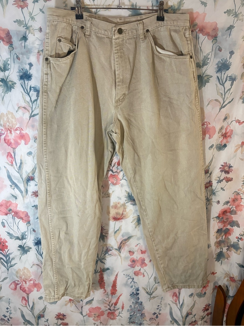 Vintage Wrangler Men's Straight Jeans Beige
